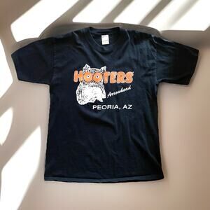 Vintage Hooters Shirt Adult L Black 90s Peoria Arizona Arrowhead